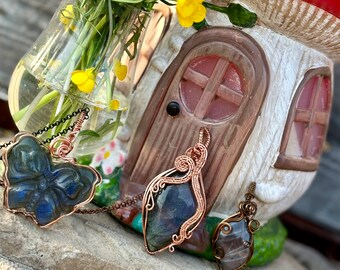 Labradorite Necklace Collection Handmade Crystal Jewelry Handmade Necklaces