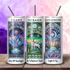 Stained Glass Fantasy Tumbler – Velaris, Terrasen & Lunathion | 20oz Sarah J. Maas Inspired Tumbler