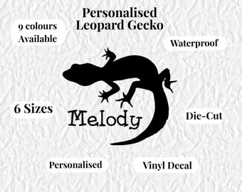 Personalized Leopard Gecko Vinyl Decal: Vivarium, Laptop, Window Sticker