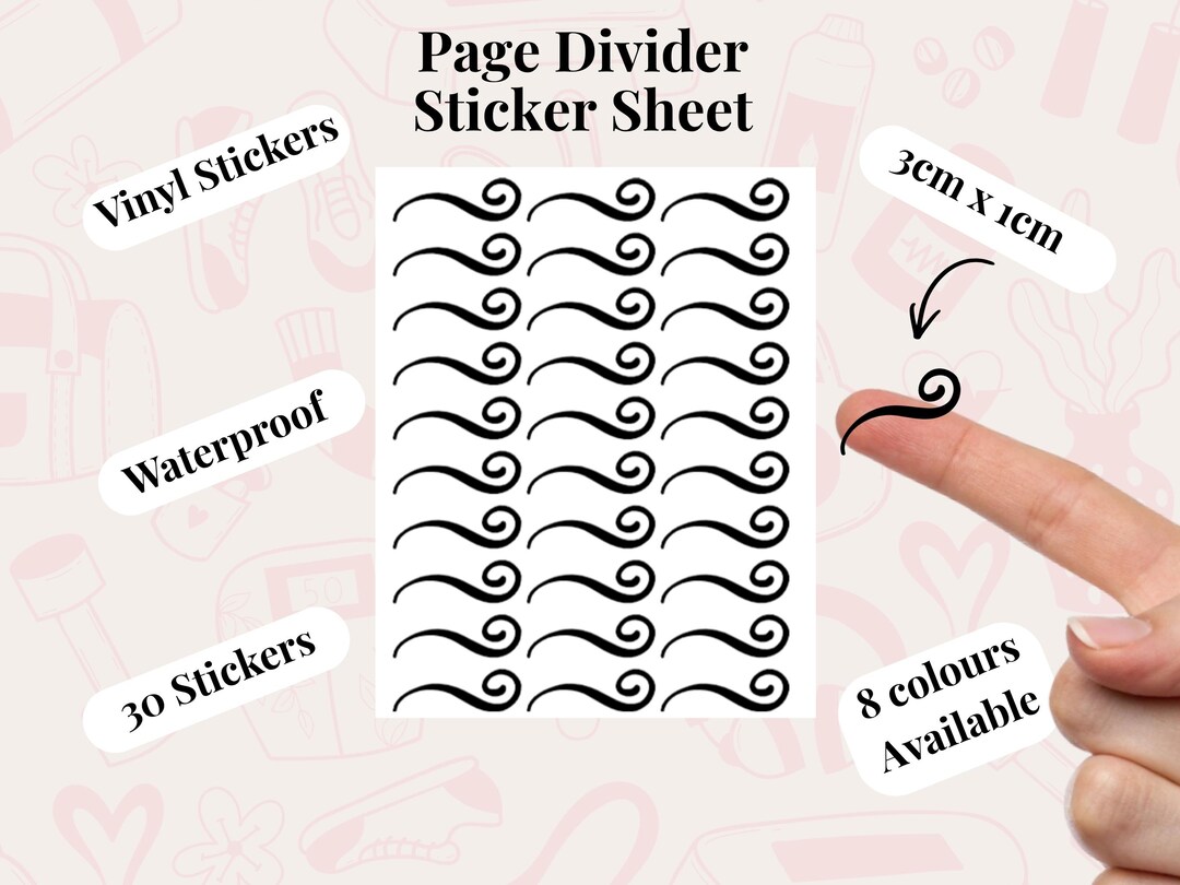 Sticker Beam Divider Swirl Divider Sticker Sheet Minimal Planner Stickers Vinyl Journal ...