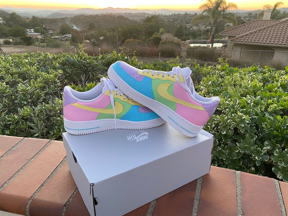 Air Force 1 Custom Pastel Rainbow Nike - Etsy