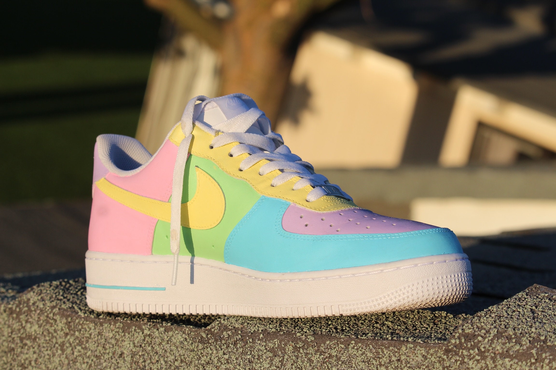 rainbow air force ones high top