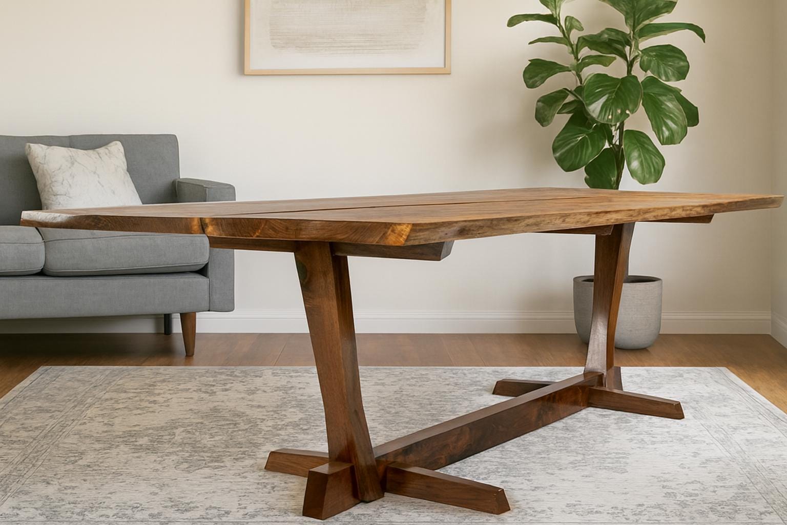 Live Edge Dining Table, Mid Century Modern, Nakashima Inspired