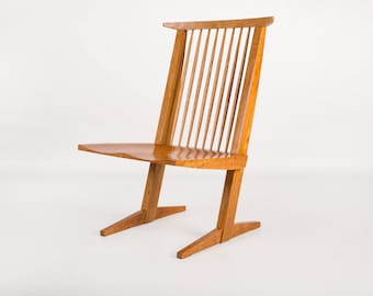 Set of Cantilevered Lounge Chair Inspired by George Nakashima, Midcentury Modern