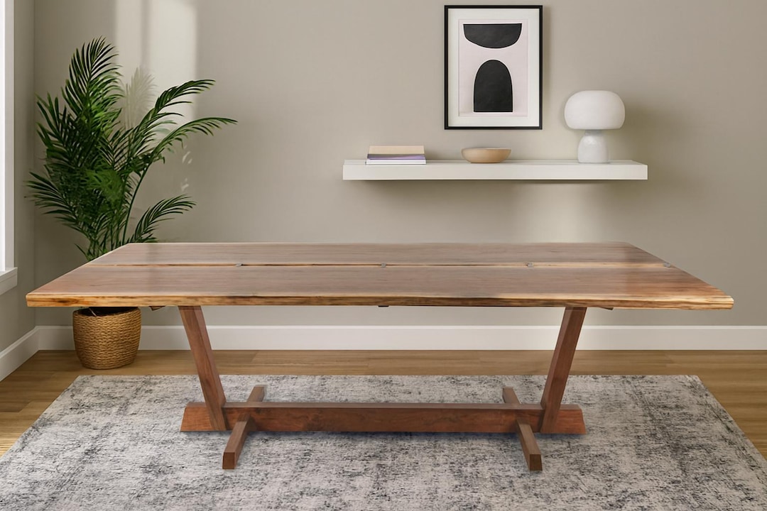 Live Edge Dining Table, Mid Century Modern, Nakashima Inspired