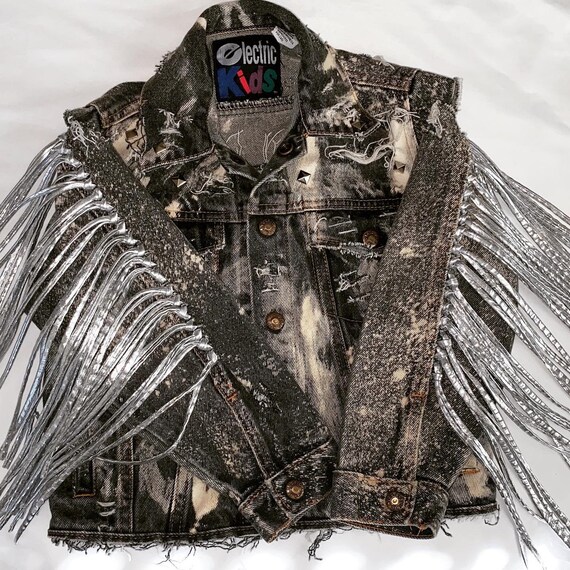 denim jacket with silver fringe