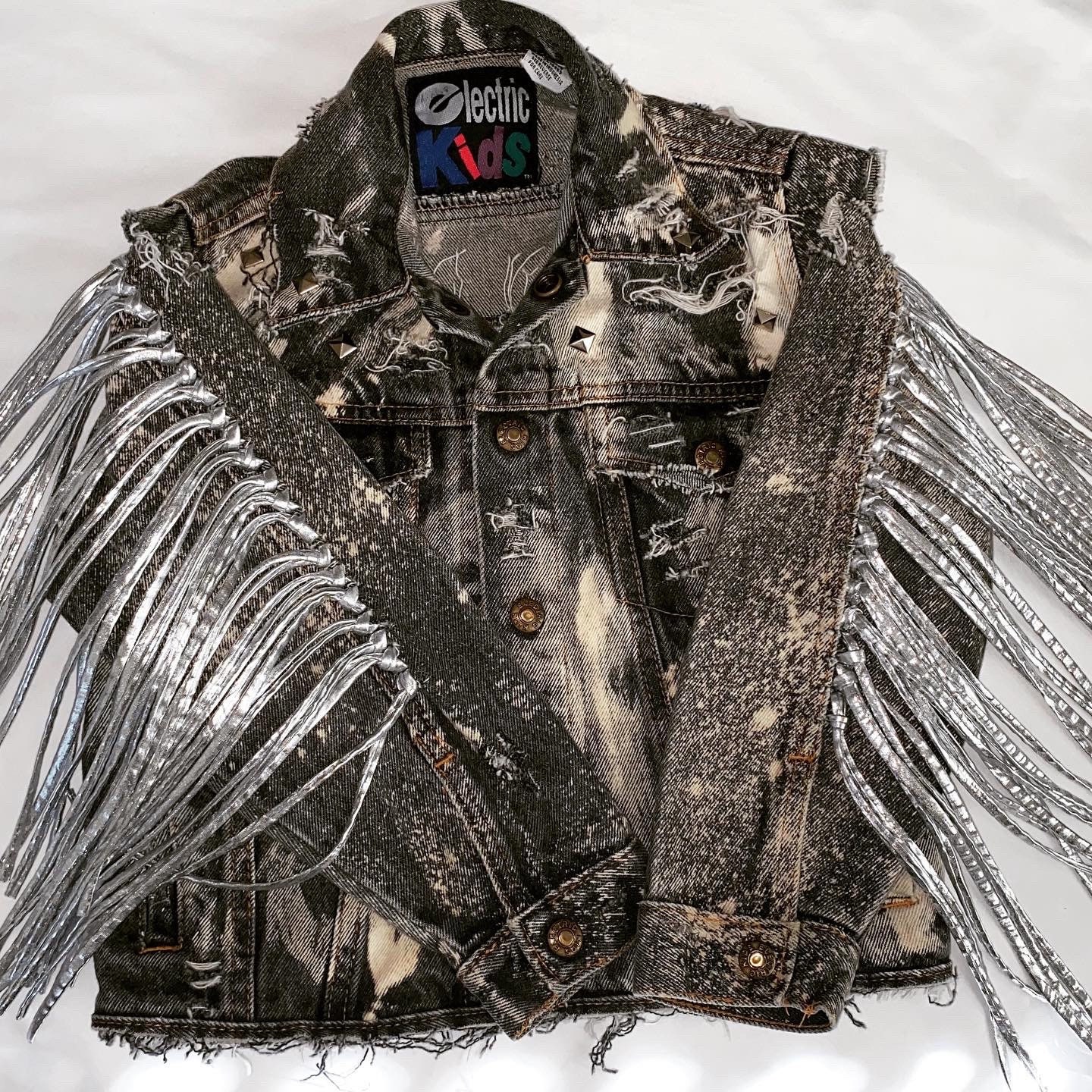 denim jacket with silver fringe