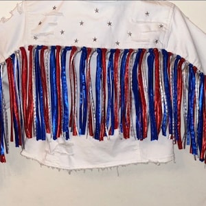 Patriotic fringe denim jacket