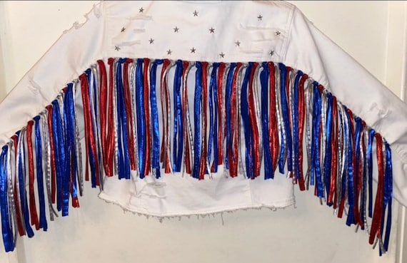 Patriotic Fringe Denim Jacket - Etsy