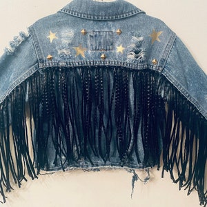 The KENLEY!  Gold star, black fringe jacket