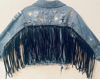 The KENLEY!  Gold star, black fringe jacket
