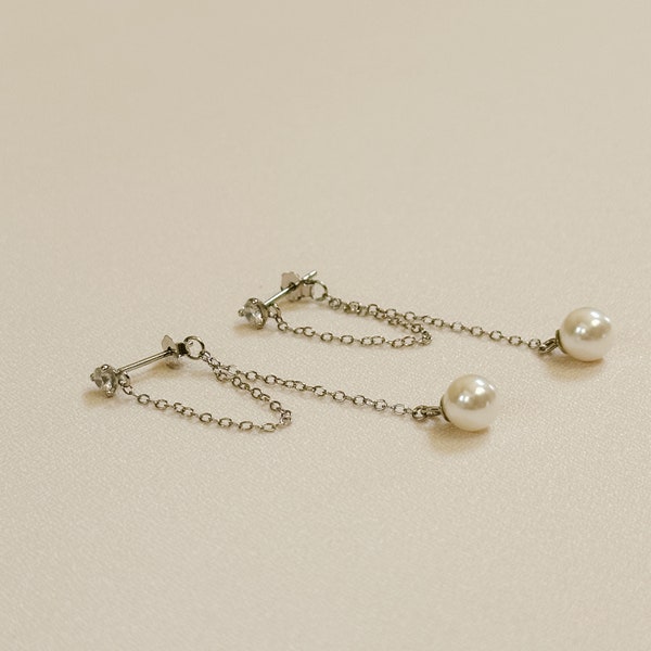 PEARL CHAIN DROPS | Sterling Silver | Silver