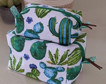 Cactus Fabric Print Handy and versatile Makeup bag, pencil case or travel boxy pouch