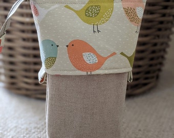 Estuche plegable con estampado de pájaros hecho a mano: estuche telescópico para lápices de viaje
