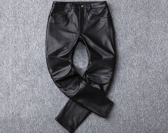 Mens Leather pants Skin Fit Pants, Mens Leather Pants Genuine Sheep Leather - Handmade Real Leather pants
