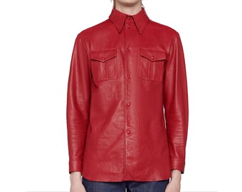 Red leather shirt Clearance