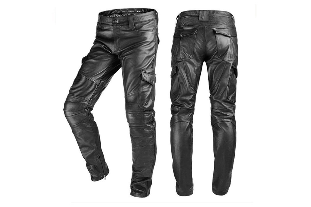 Mens Black Leather Moto Pants Real Sheep Skin Leather Pants - Etsy