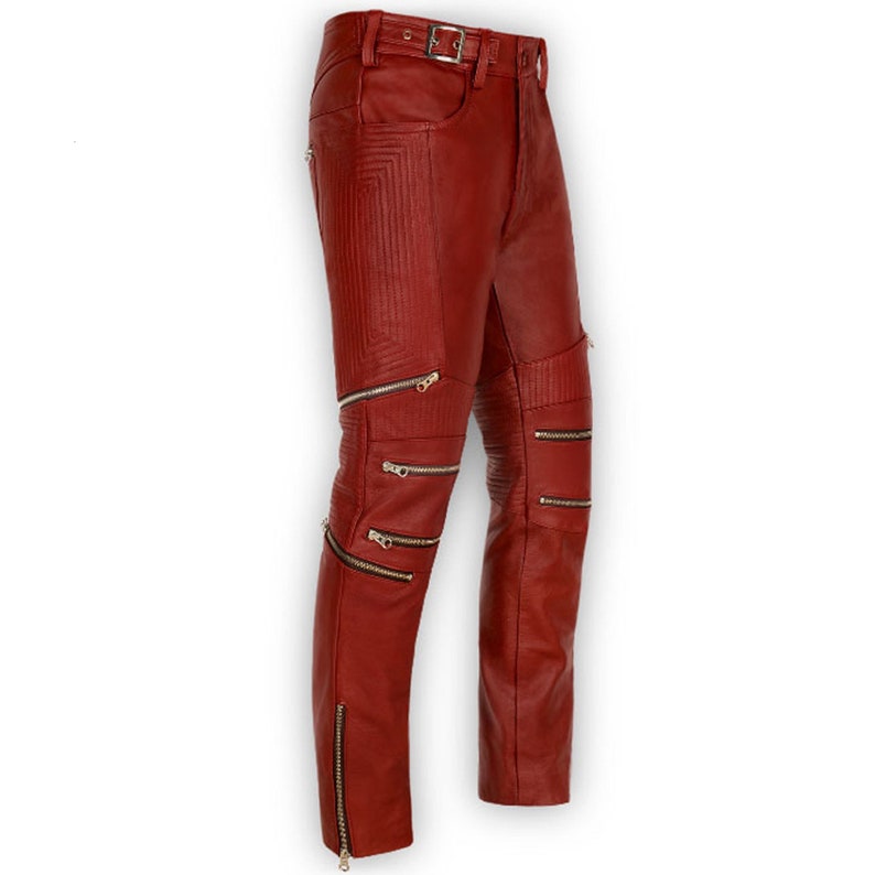 Mens Real Leather Pants Biker Trouser Pants Skin Slim Fit - Etsy