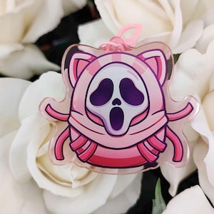 Kitty Horror Mask DBD | 2.75in Double-Sided Clear Acrylic Horror Keychain