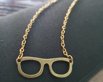 18K gold plated spectacle eyeglasses charm necklace optometry optical ophthalmology