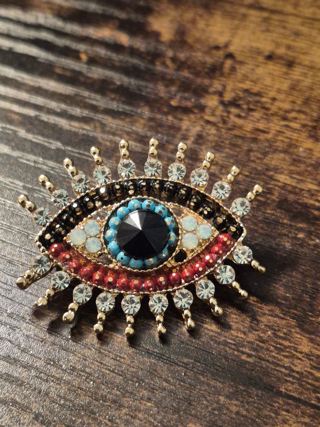 Evil Eye Rhinestone Gorgeous Evil Eye Style Rhinestone / Gemstone Pin/brooch - Etsy