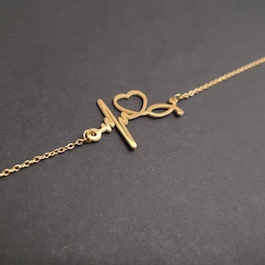 Beautiful 18K gold plated bracelet / anklet for Nurse or Doctor Gift. ECG Cardiogram design
