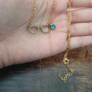 18K vergoldete Brillen Brillen Charm Halskette mit personalisiertem Geburtsstein Optometrie optische Ophthalmologie