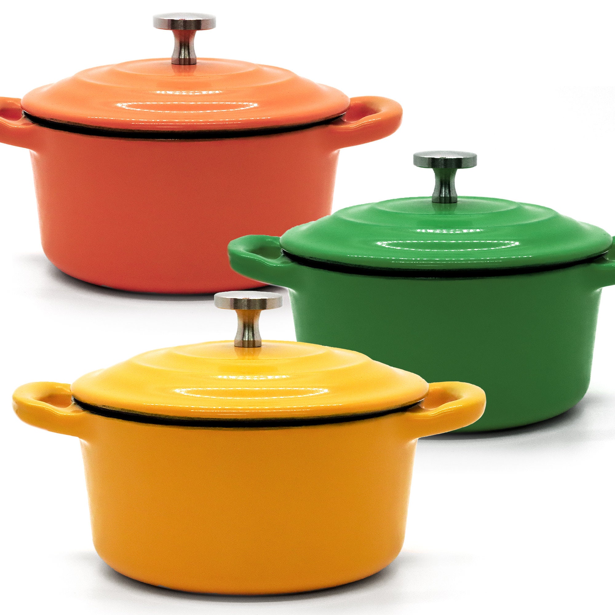 Agnelli Cast Iron Mini Round Cocotte With Lid, 0.38-Quart