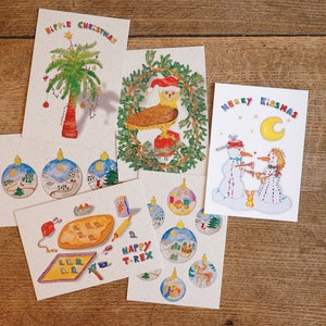 Weihnachtskarten Graspapier nachhaltig Weihnachtspostkarten
