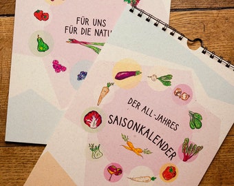 All-Jahres Saisonkalender für Obst und Gemüse umweltfreundlich aus Graspapier