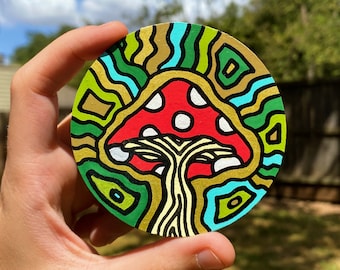 Trippy Circle Wooden Magnets