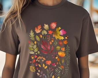 Watercolor Fall Foliage T-Shirt: Autumn leaves Tee, fall season shirt