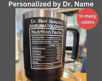 Personalized Laser Engraved Polar Camel Coffee Mug,15 oz Gift for a Rheumatologist, Doctor Appreciation Tumbler, Nutrition Facts Label