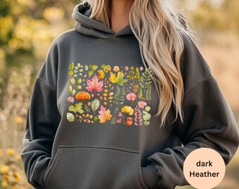 Autumn Leaves Hoodie for Women | Cozy Botanical Fall Sweatshirt | Slow Living Nature Pullover