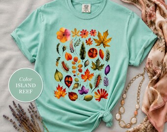 Fall Leaves Collage T-Shirt: Comfort Colors Autumn Season Tee