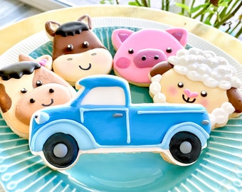 Blue Truck & Farm Animal Cookie Cutter Set | Vintage Birthday Party