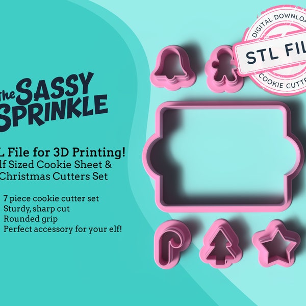 Elf Sized Mini Cookie Sheet & Mini Christmas Cutters Set STL File | Cookie Cutter STL File