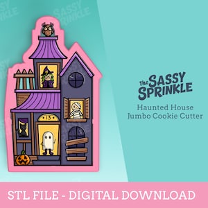 File STL della taglierina per biscotti Jumbo della casa stregata, download digitale di Halloween per la stampa 3D