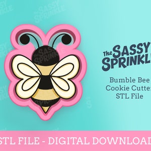 Bumble Bee Cookie Cutter STL File, Digital Download