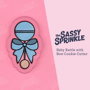 Baby Rattle with Bow Cookie Cutter, Baby Shower Cutter, Gender Reveal Party Favor