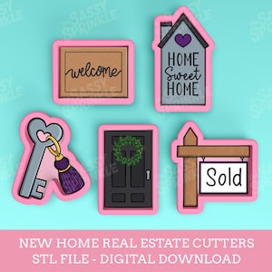 Housewarming Cookie Cutter Set STL Files, New Home, Real Estate Closing Gift Cookies, STL Digital Download