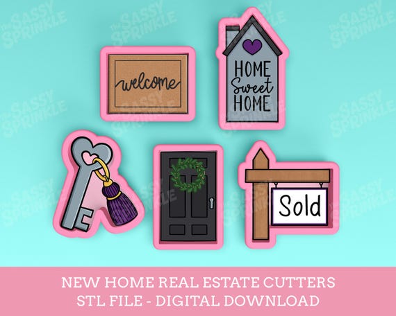 Housewarming Cookie Cutter Set STL Files, New Home, Real Estate Closing Gift Cookies, STL Digital Download