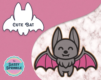 Cute Bat Cookie Cutter & Stamp, Halloween Baking