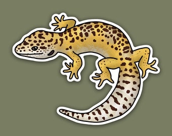 1 pc - Vinyl Leopard Gecko Sticker, Gecko Lover Gifts and Decals, Reptile Mom, Gecko Dad, Reptile Pet Art for Laptop, Cute Gecko Decal