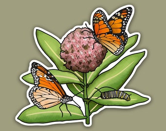 1 pc - Vinyl Monarch Butterfly Sticker, Nature Sticker, Butterfly conservation, Save the butterflies, Floral Butterfly, Water bottle Sticker