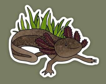 1 pc - Vinyl Brown Axolotl Sticker, Cute Axolotl Art, Gifts for Amphibian Lovers, Axolotl Mom, Salamander Stickers and Gifts, Freshwater