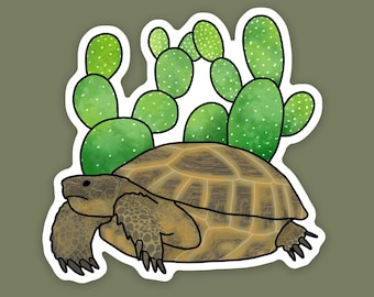 1 pc - Vinyl Tortoise Sticker, Tortoise Enclosure Decal, Reptile Decor for Teens, Tortoise Mom Art, Gift for Reptile Lovers, Cactus