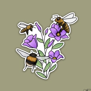 1 pc - Vinyl Bees Sticker, Nature Stickers, Bee conservation Sticker, Save the bees Sticker, Honey Bees, Bumble Bees, Save the planet, Flora