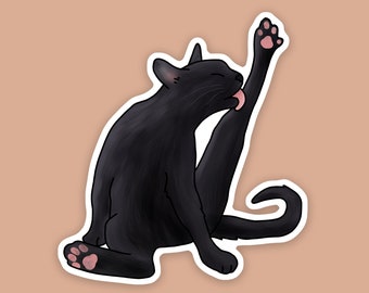 1 pc - Vinyl Black Cat Sticker, Stickers for Cat Moms and Dads, Crazy Cat Lady Decal, Halloween Sticker, Witchy Themed Sticker, Cute Cat Art