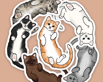 6pcs, Cat Stickers, Cat Sticker Pack, Gift for Cat Lover, Pet Stickers, Tabby, Siamese, Cat Owner Gift, Cat Mom, Cat Dad, Cat Decal, Art